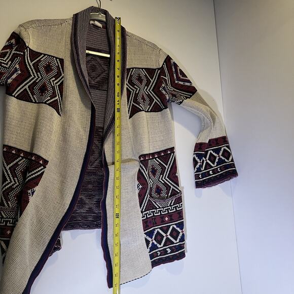 Forever 21 Cardigan Womens Small Boho Knit Aztec Open Sweater Pockets Layering - Picture 7 of 16